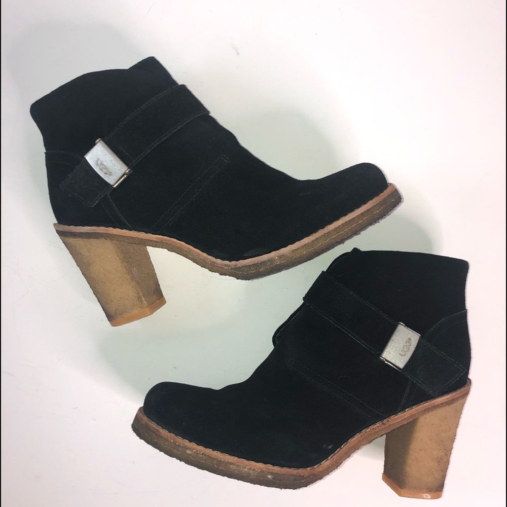 UGG Black Brienne Suede Buckle Ankle Boots 3212